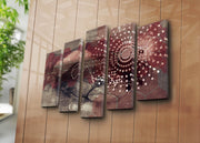 Quadro Decorativo em Tela Suede Multicolor – Conjunto 5 Peças, Moldura de Madeira, 105 x 70 cm