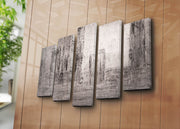 Quadro Decorativo em Tela 5 Peças Multicolor — Suede 100%, Moldura de Madeira 3 cm, 105x70 cm