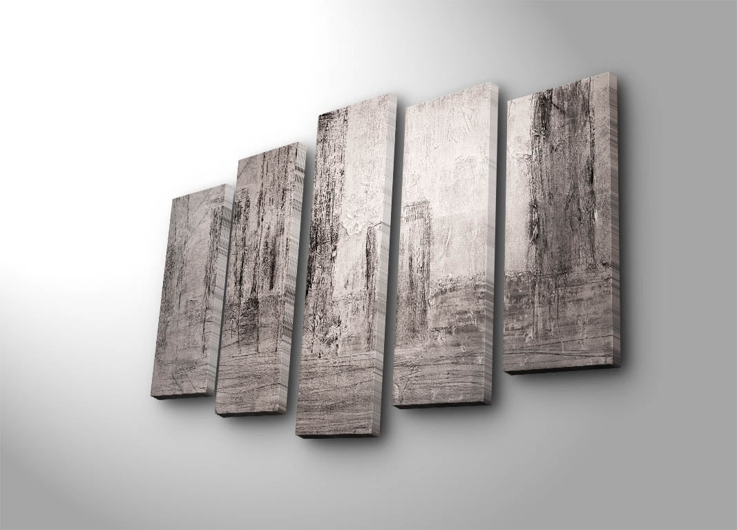 Quadro Decorativo em Tela 5 Peças Multicolor — Suede 100%, Moldura de Madeira 3 cm, 105x70 cm