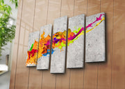 Conjunto de Quadros Decorativos em Tela Suede (5 Peças) Multicolor 5PATK-220 – Moldura em Madeira, 105 x 70 cm