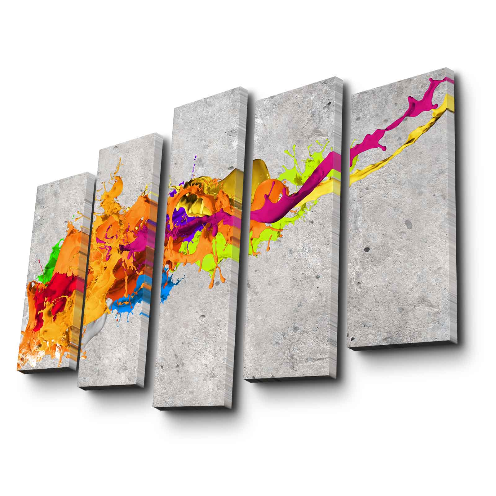 Conjunto de Quadros Decorativos em Tela Suede (5 Peças) Multicolor 5PATK-220 – Moldura em Madeira, 105 x 70 cm