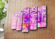 Quadro Decorativo em Tela Multicolor – Conjunto 5 Peças, 105x70 cm, Tela Suede 100% e Moldura de Madeira 3 cm