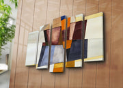 Quadro Decorativo em Tela Multicolor (Conjunto 5 Peças) — 105 x 70 cm, Suede 100%, Moldura de Madeira (3 cm)