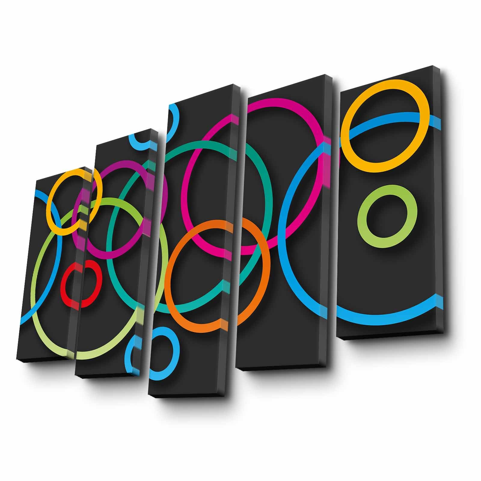 Quadro Decorativo em Tela Suede Multicolor (5 Peças) 105x70 cm – Moldura 100% Madeira 3 cm | 5PATK-225