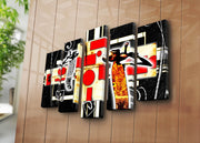 Quadro Decorativo em Tela (5 Peças) Multicolor | Camurça Suede 100% | Moldura de Madeira 3 cm | 105 x 70 cm | 5PATK-226