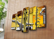 Quadro Decorativo em Tela (5 Peças) Multicolor 105x70 cm – Camurça 100% e Moldura de Madeira | 5PATK-228