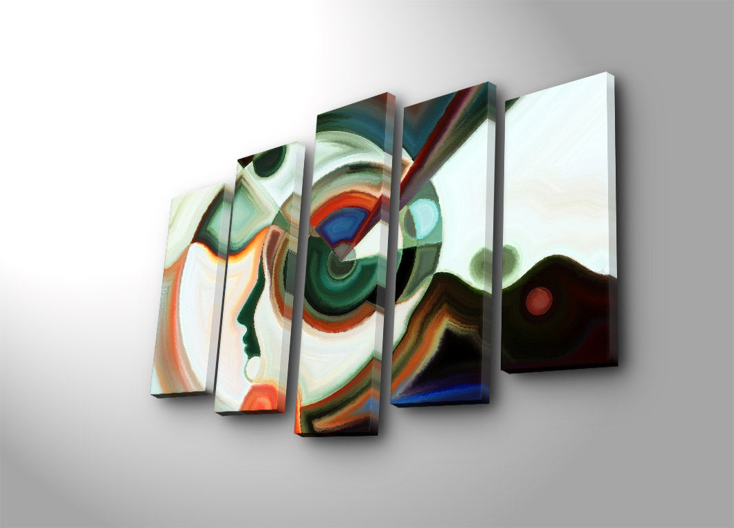 Tela Decorativa Multicolor em Canvas Suede (5 Peças) com Moldura de Madeira – 105 x 70 cm – 5PATK-230