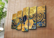 Quadro Decorativo em Tela Suede Multicolor (5 Peças) – Moldura de Madeira, 105 x 70 cm