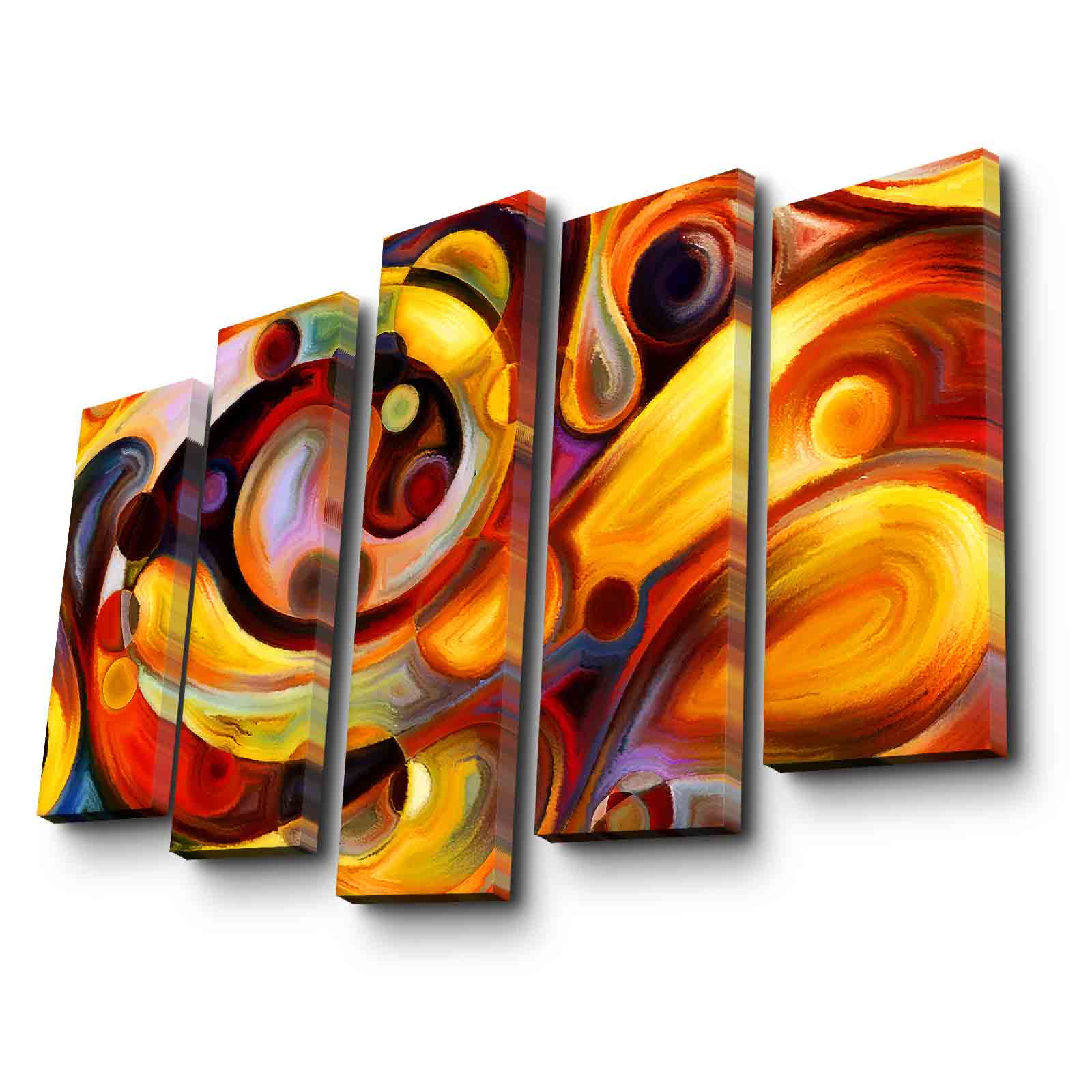 Quadro Decorativo em Tela (5 Peças) Multicolor – Suede 100% com Moldura de Madeira 3 cm – 105 x 70 cm