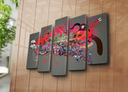 Quadro Decorativo em Tela (5 Peças) Multicolor | 100% Suede Canvas e Moldura 100% Madeira | 105 x 70 cm – 5PATK-236