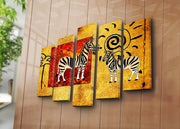 Quadro Decorativo em Tela 5 Peças Multicolor — Suede 100% com Moldura de Madeira, 105 x 70 cm