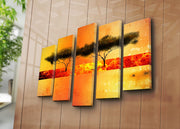 Quadro Decorativo em Tela Suede 100% Multicolor – Conjunto 5 Peças (105x70 cm) com Moldura de Madeira 3 cm — 5PATK-241