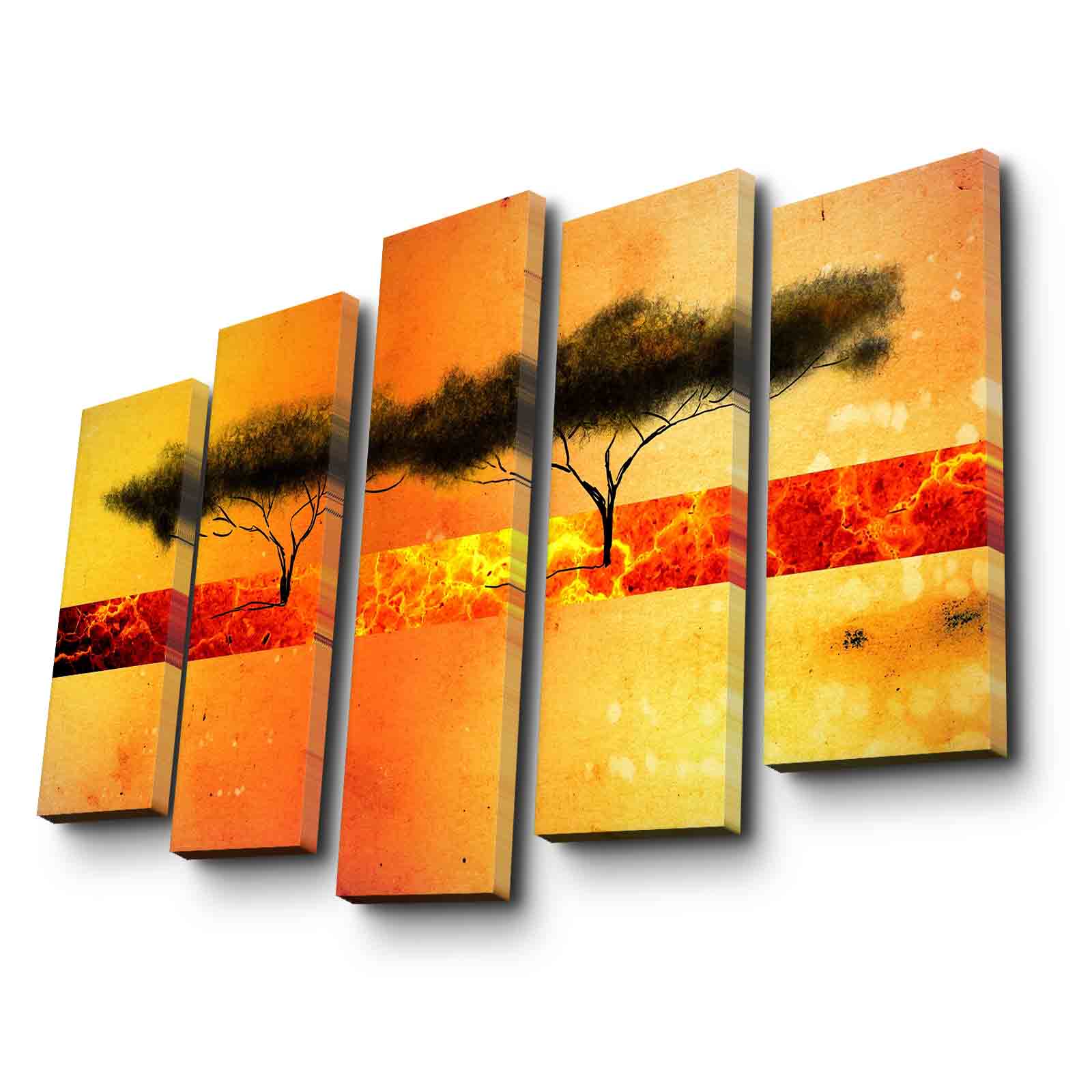 Quadro Decorativo em Tela Suede 100% Multicolor – Conjunto 5 Peças (105x70 cm) com Moldura de Madeira 3 cm — 5PATK-241