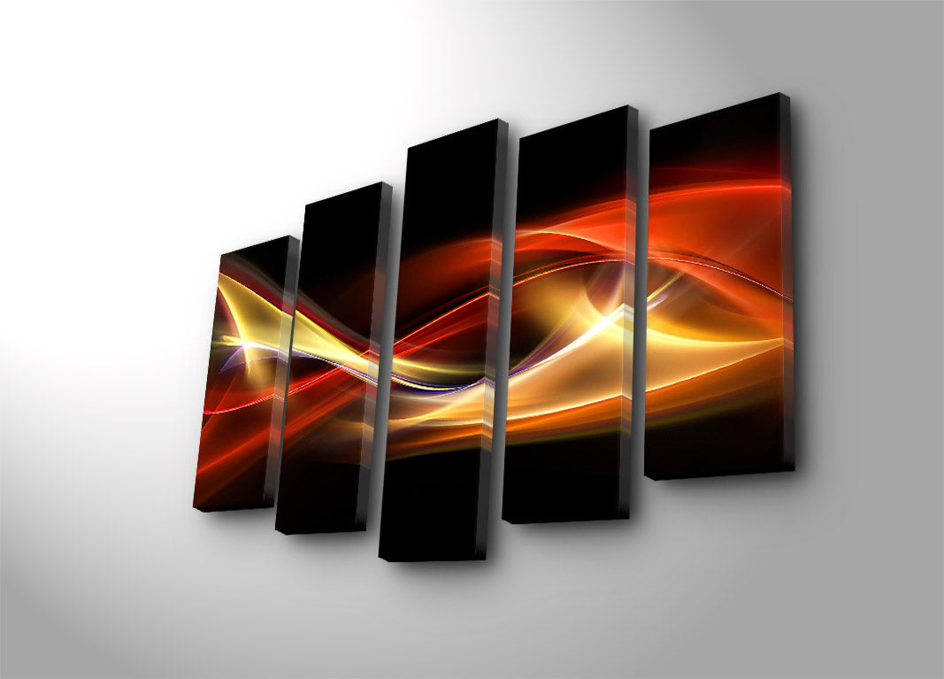 Conjunto de Quadros em Tela Multicolor (5 Peças) 105x70 cm — Suede 100% e Moldura de Madeira | 5PATK-243