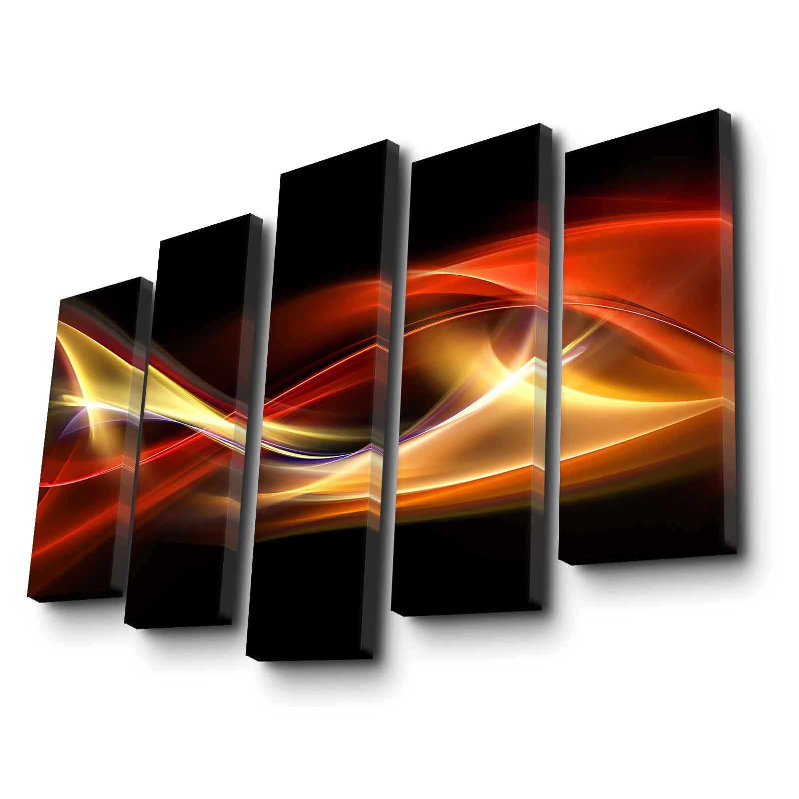 Conjunto de Quadros em Tela Multicolor (5 Peças) 105x70 cm — Suede 100% e Moldura de Madeira | 5PATK-243