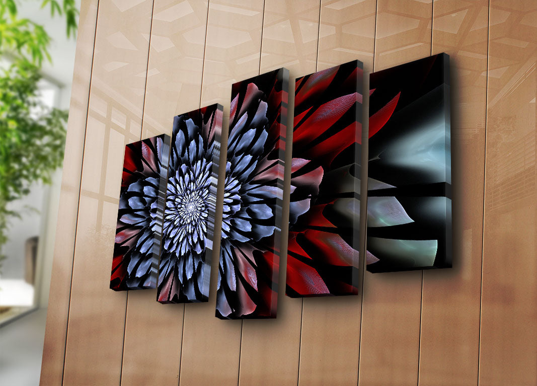 Conjunto de Quadros Decorativos em Tela Suede (5 Peças) Multicolor — 105 x 70 cm, Moldura de Madeira