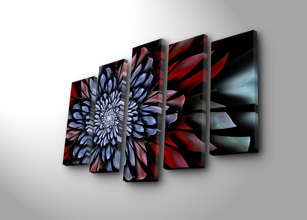 Conjunto de Quadros Decorativos em Tela Suede (5 Peças) Multicolor — 105 x 70 cm, Moldura de Madeira