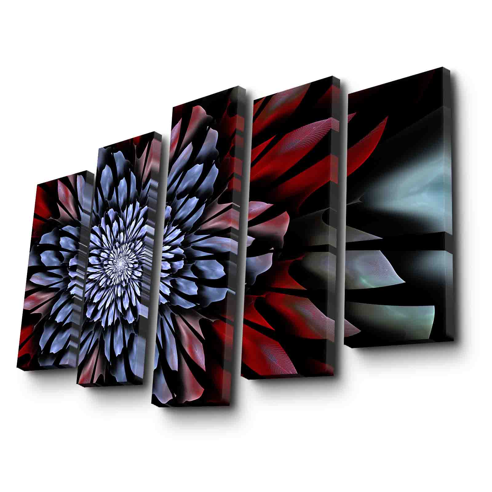 Conjunto de Quadros Decorativos em Tela Suede (5 Peças) Multicolor — 105 x 70 cm, Moldura de Madeira