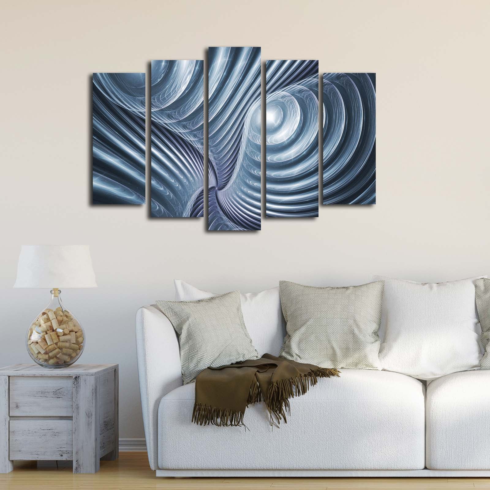 Quadro Decorativo Multicolor em Tela de Camurça 100% – Conjunto 5 Peças, 105x70 cm, Moldura de Madeira 3 cm