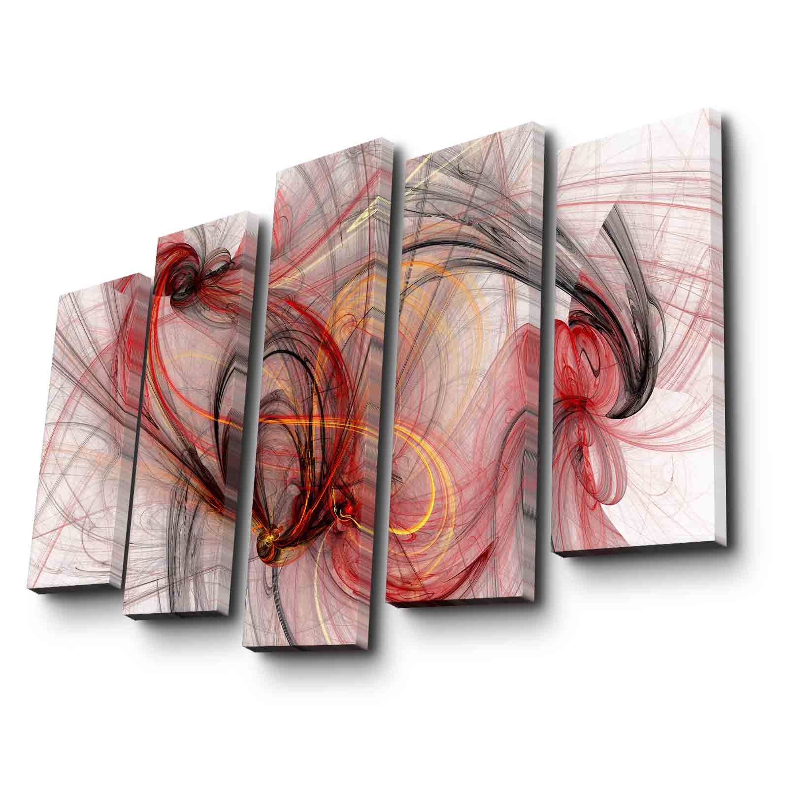 Quadro Decorativo em Tela Suede (5 Peças) Multicor – Moldura de Madeira 3 cm – 105 x 70 cm