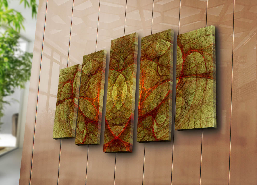 Tela Decorativa Multicolor 5 Peças 105x70 cm – Suede 100% com Moldura de Madeira (5PATK-247)