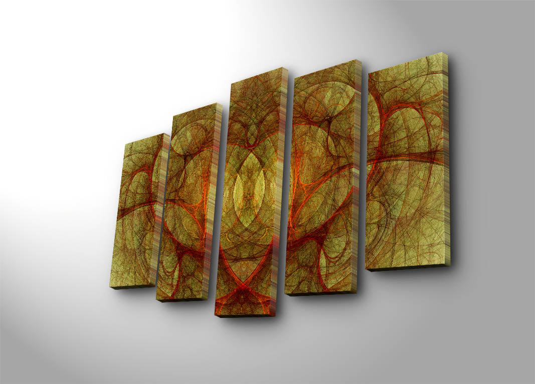 Tela Decorativa Multicolor 5 Peças 105x70 cm – Suede 100% com Moldura de Madeira (5PATK-247)