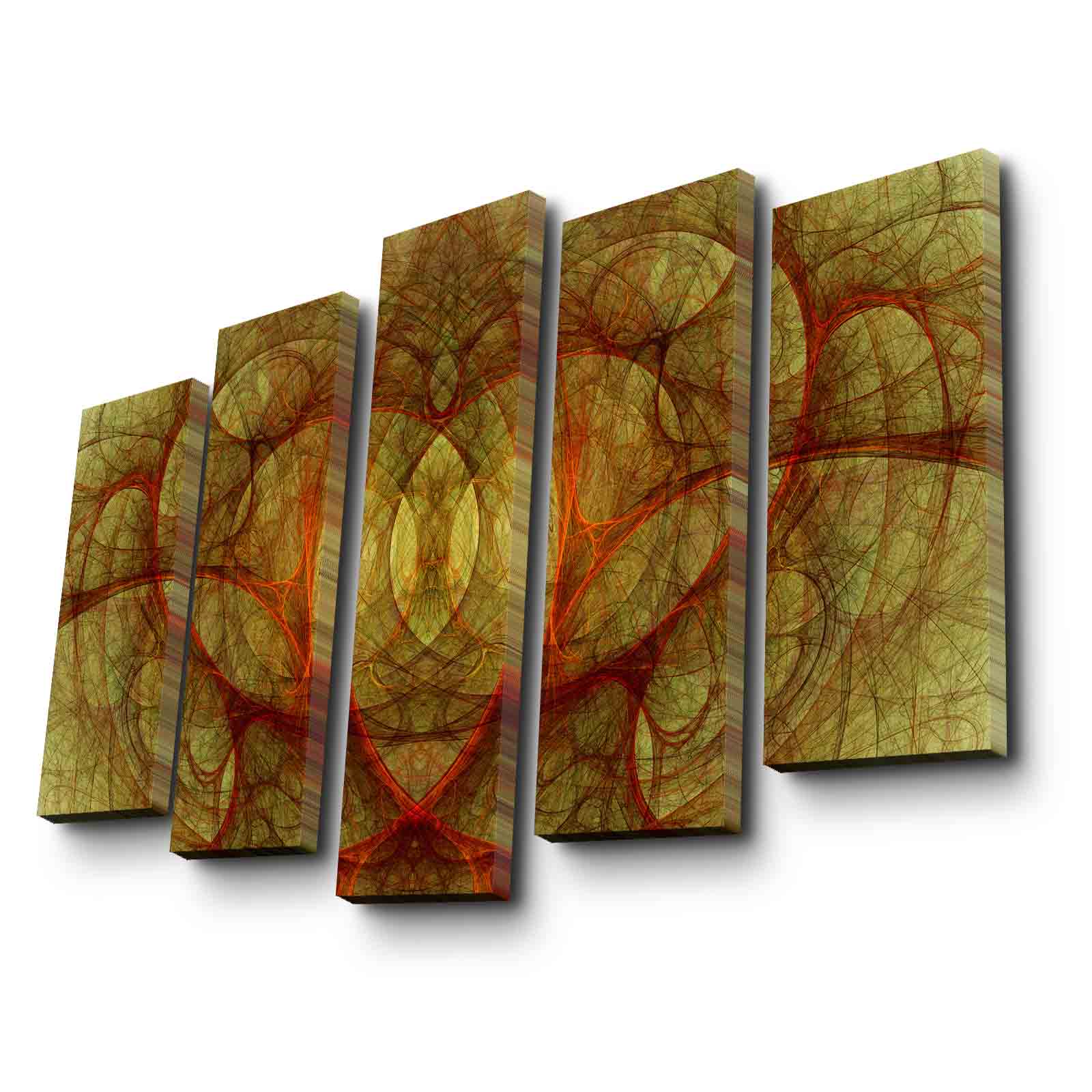 Tela Decorativa Multicolor 5 Peças 105x70 cm – Suede 100% com Moldura de Madeira (5PATK-247)