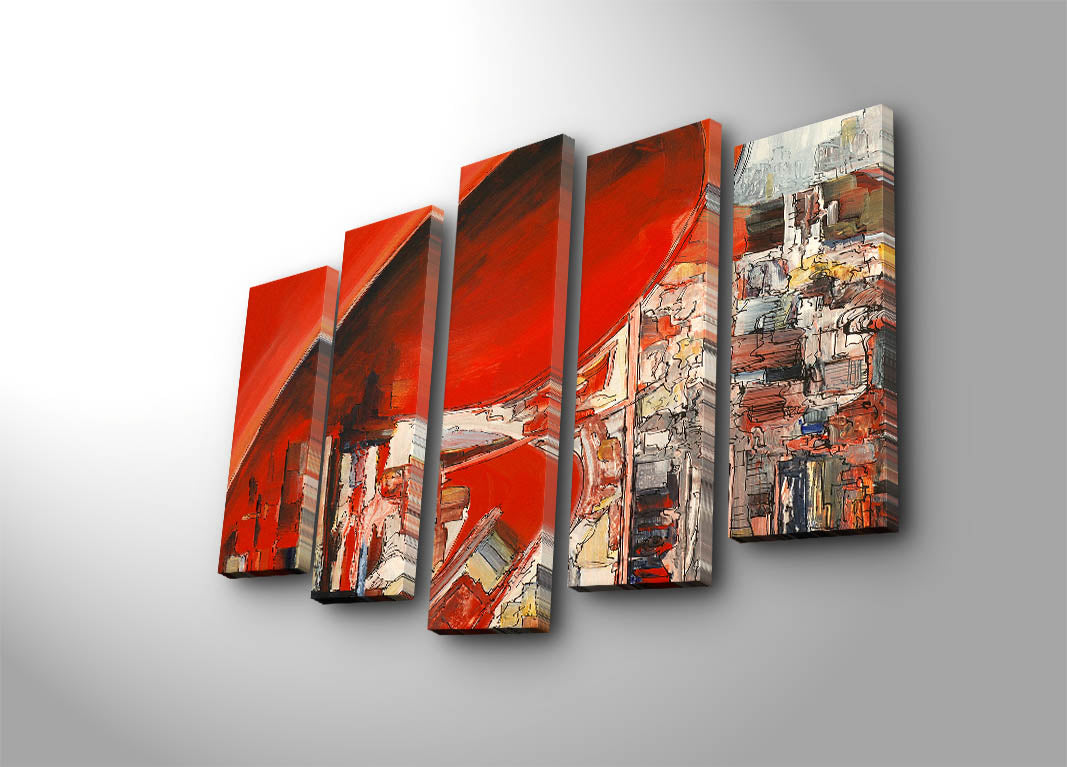 Quadro Decorativo em Tela 5 Peças Multicolor 105x70 cm – Suede 100% com Moldura de Madeira