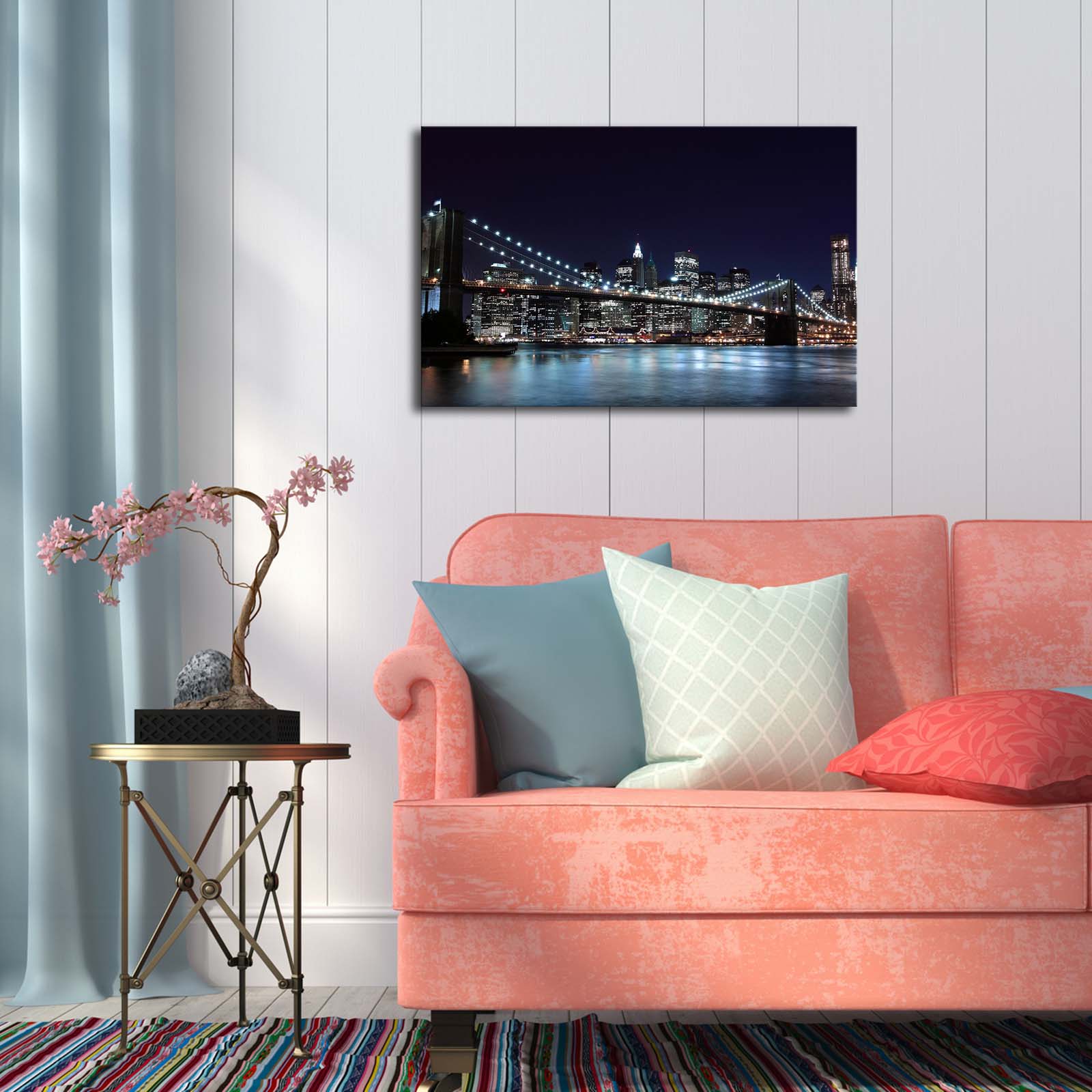 Quadro Decorativo em Tela Suede Multicolor 45x70 cm com Moldura 100% Madeira (3 cm) – 4570BRC-9