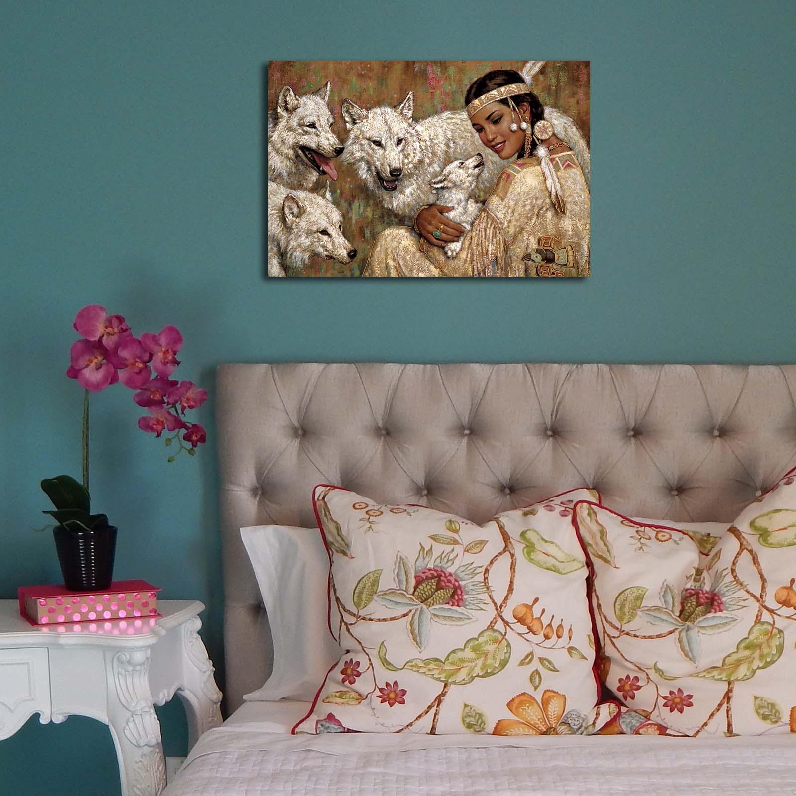 Quadro em Tela Decorativa Multicolor 45x70 cm | Camurça 100% | Moldura de Madeira 3 cm — 4570NTVC-7