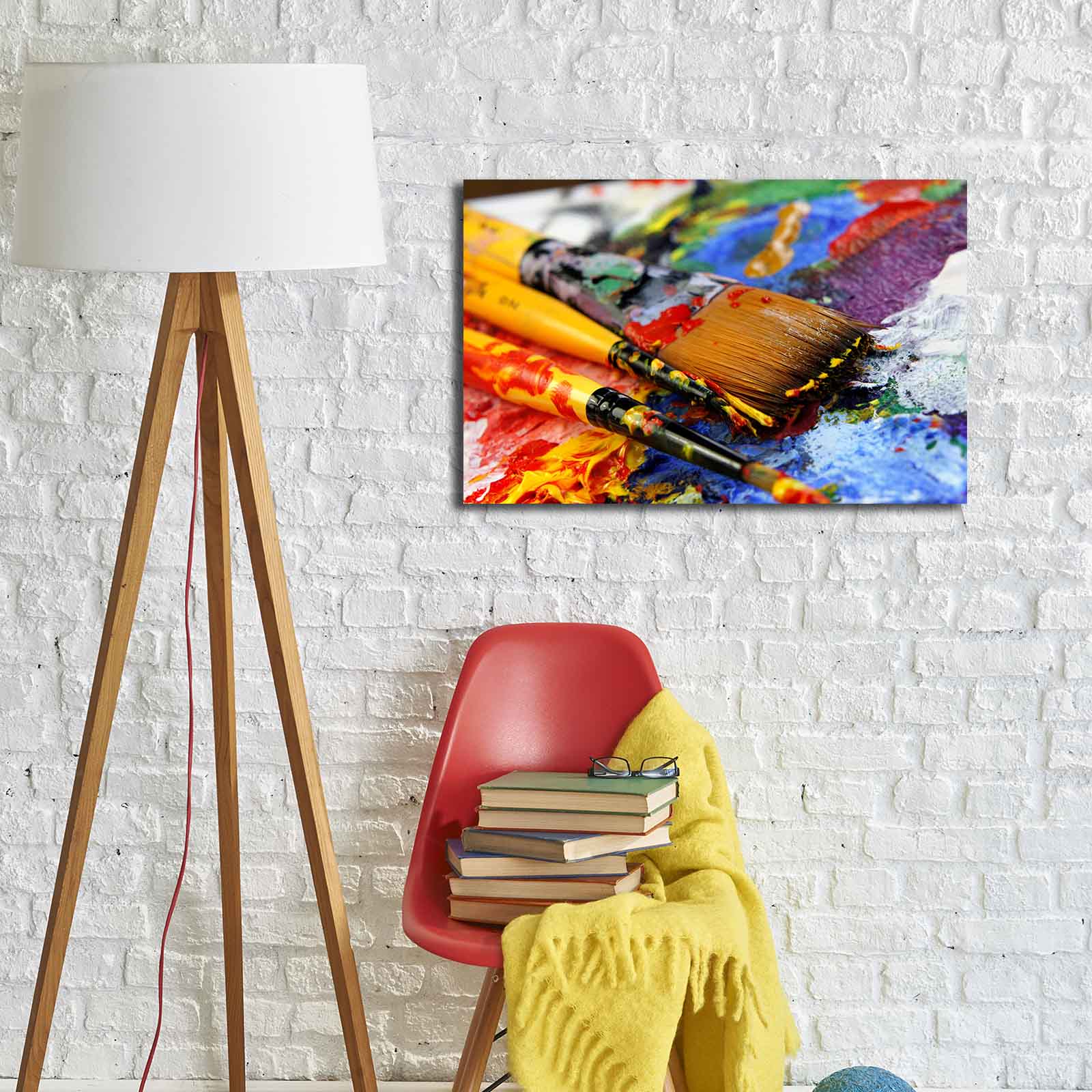 Tela Decorativa Multicolor 45x70 cm em Camurça 100% com Moldura de Madeira 3 cm – 4570YBC-01