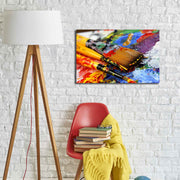 Tela Decorativa Multicolor 45x70 cm em Camurça 100% com Moldura de Madeira 3 cm – 4570YBC-01