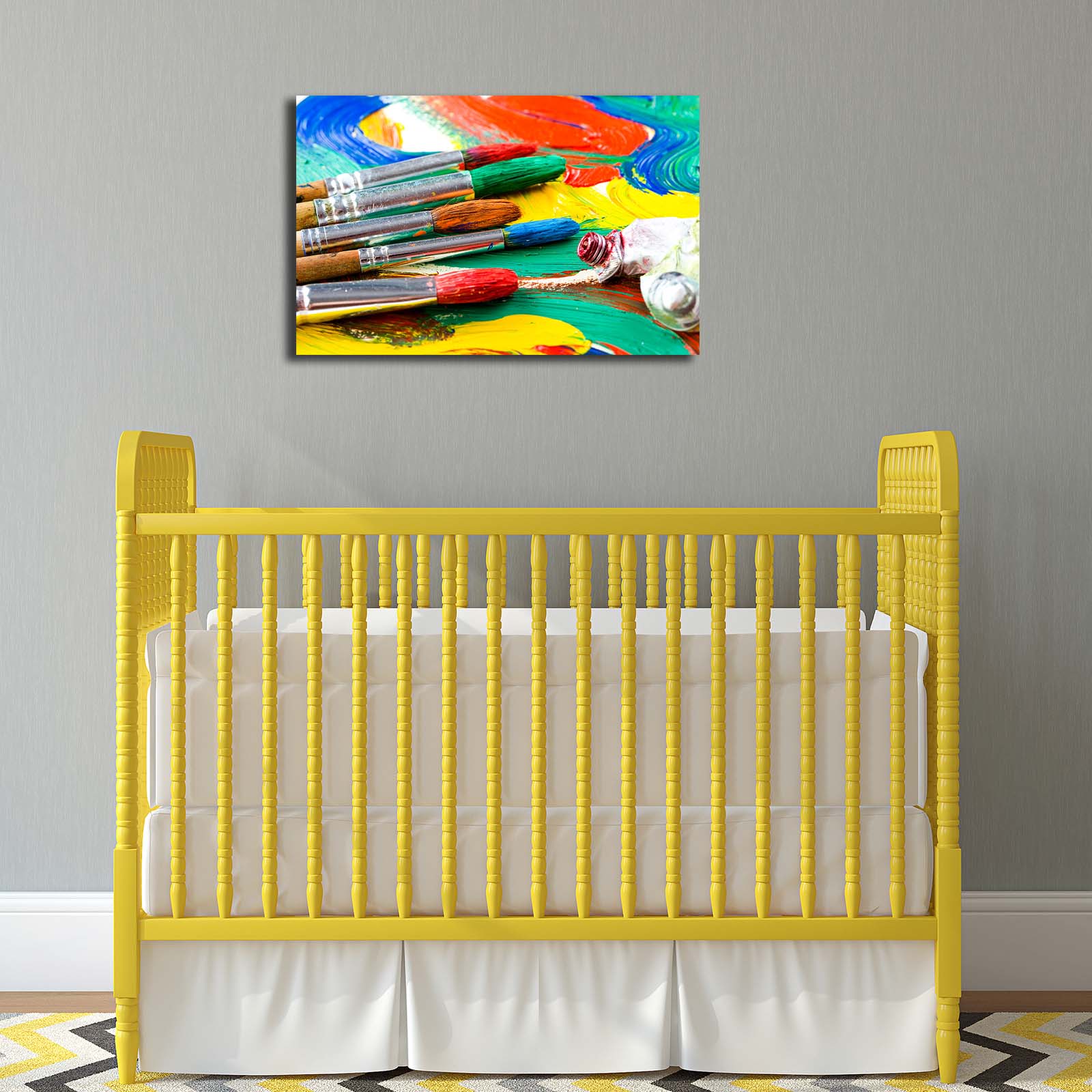 Quadro em Tela Camurça 100% 45x70 cm Multicolor com Moldura de Madeira 3 cm – 4570YBC-04 (249CVT1376)