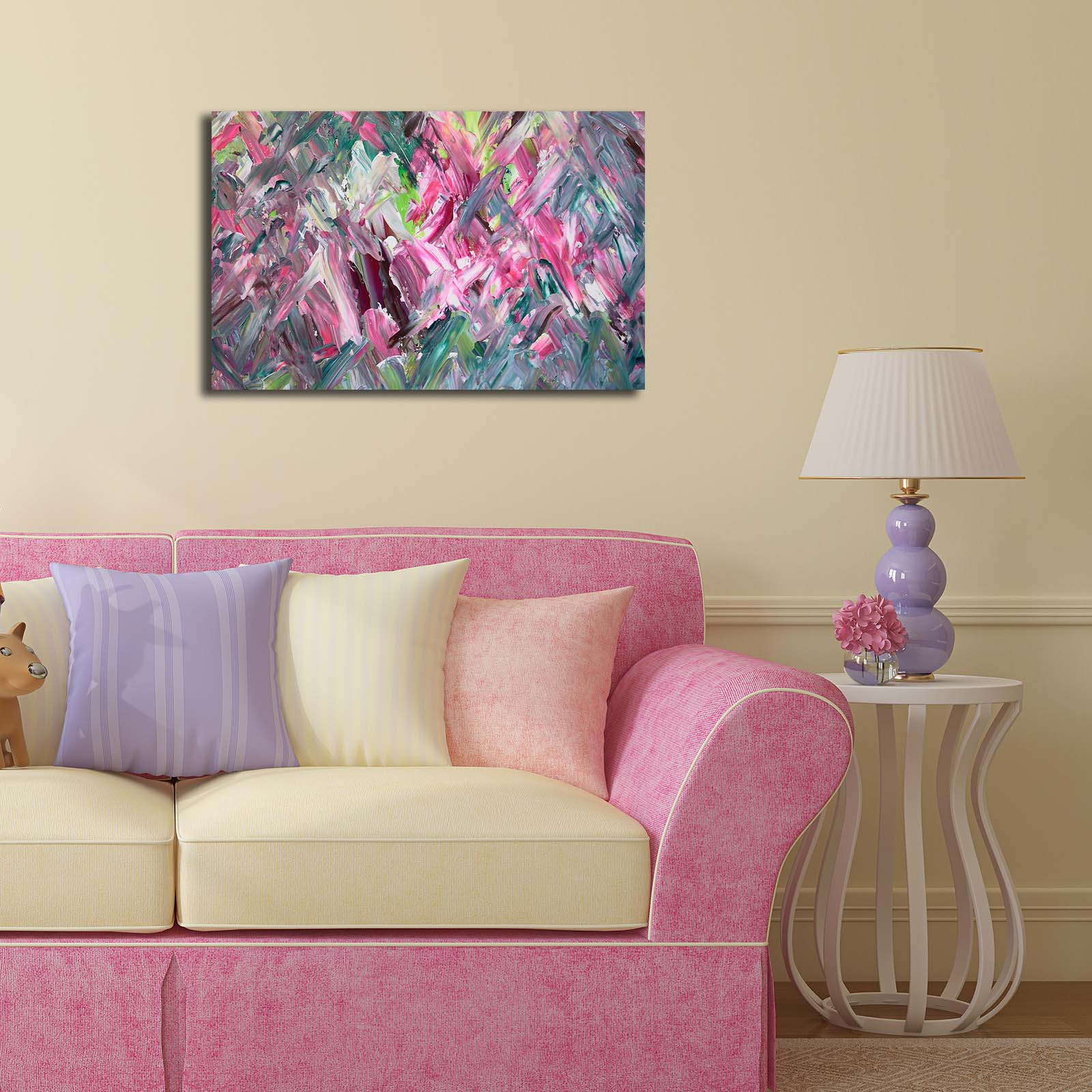 Quadro em Tela Decorativa Multicolor 45x70 cm | Camurça 100% com Moldura de Madeira 3 cm – 4570YBC-05