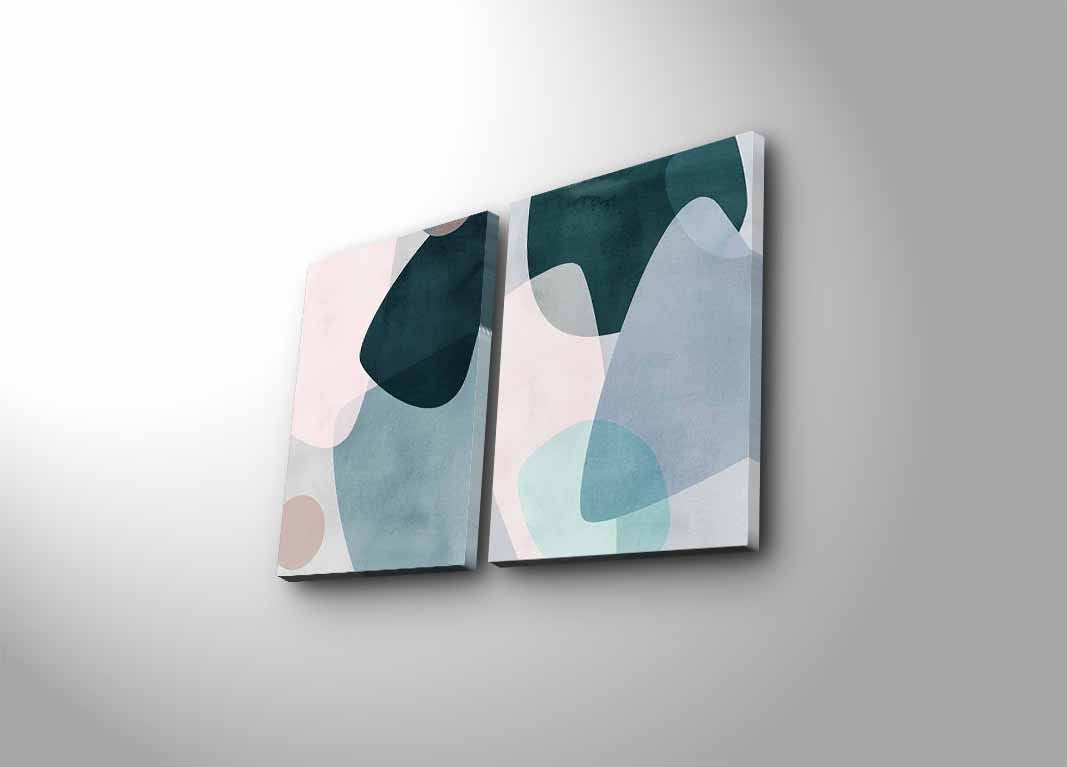 Conjunto de Quadros em Tela (2 Peças) Multicolor — 28x38 cm cada, Tela de Camurça 100% e Moldura de Madeira