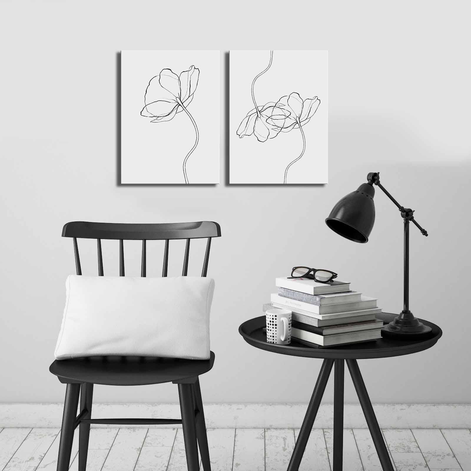 Conjunto de 2 Telas Decorativas Multicolor 28x38 cm (cada) | Total 58x38 cm | Tela Suede 100% com Moldura de Madeira 2,8 cm