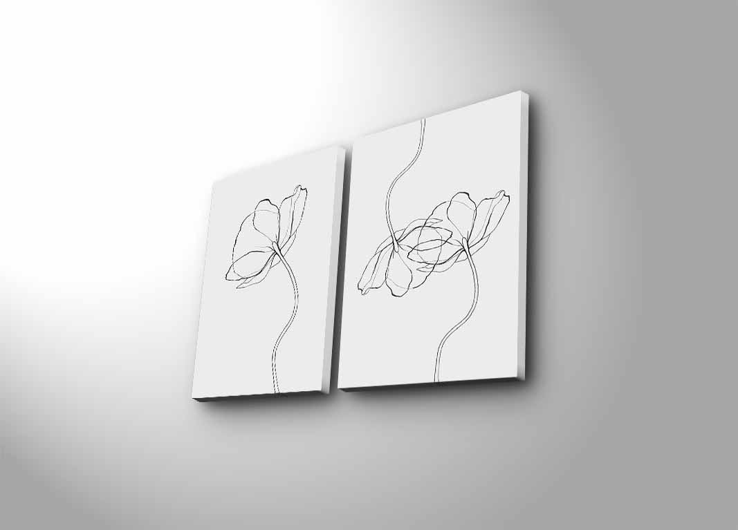 Conjunto de 2 Telas Decorativas Multicolor 28x38 cm (cada) | Total 58x38 cm | Tela Suede 100% com Moldura de Madeira 2,8 cm