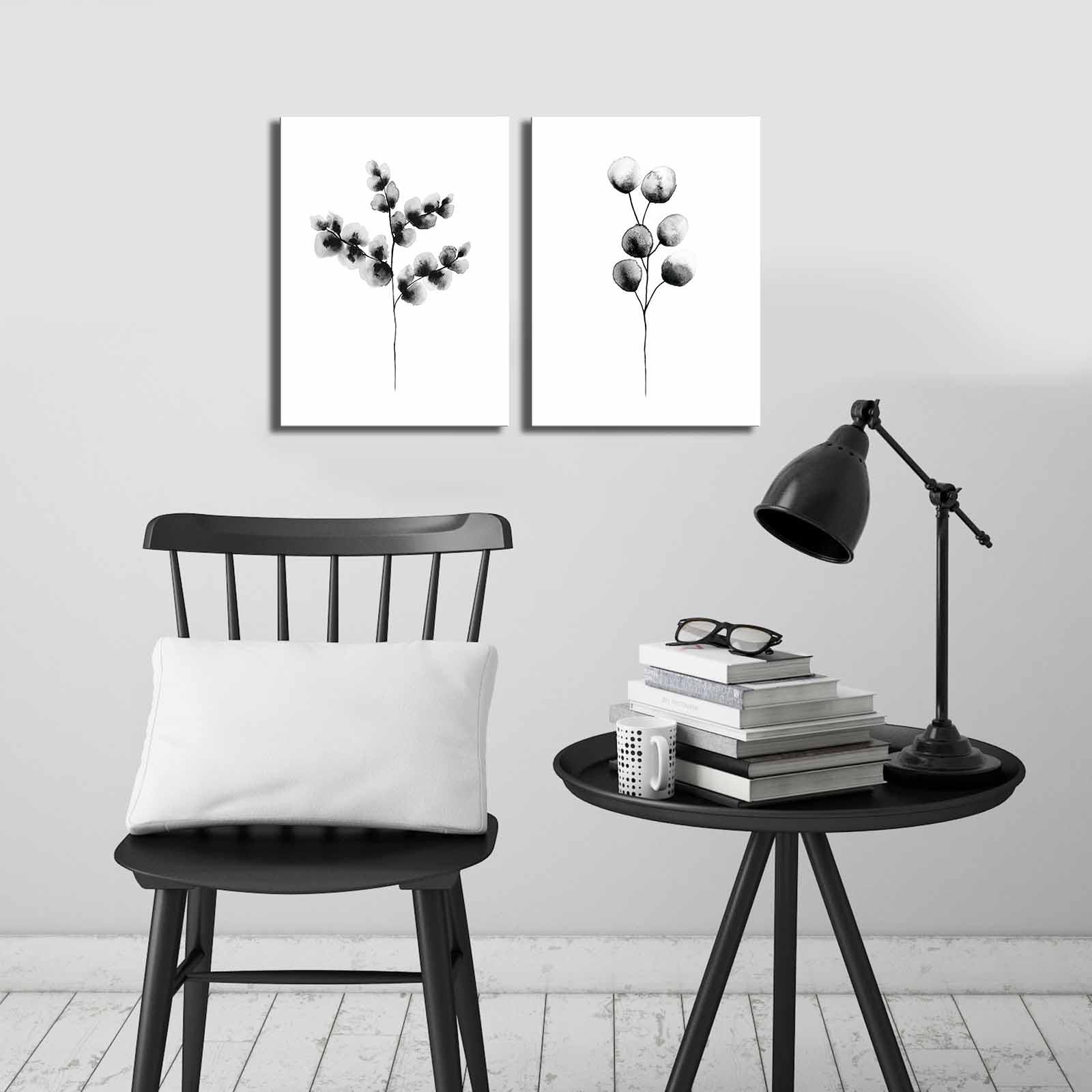 Conjunto de Quadros em Tela Suede 100% (2 Peças) 28 x 38 cm cada, Total 58 x 38 cm – Multicolor com Moldura de Madeira