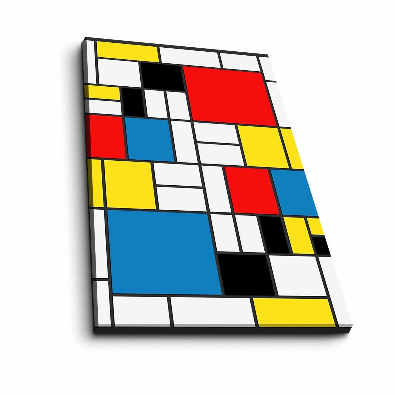 Pintura decorativa em tela de Piet Mondrian, 45 x 70 cm, 100% camurça, moldura 100% madeira (3 cm de espessura) | Perfeito para decoração moderna