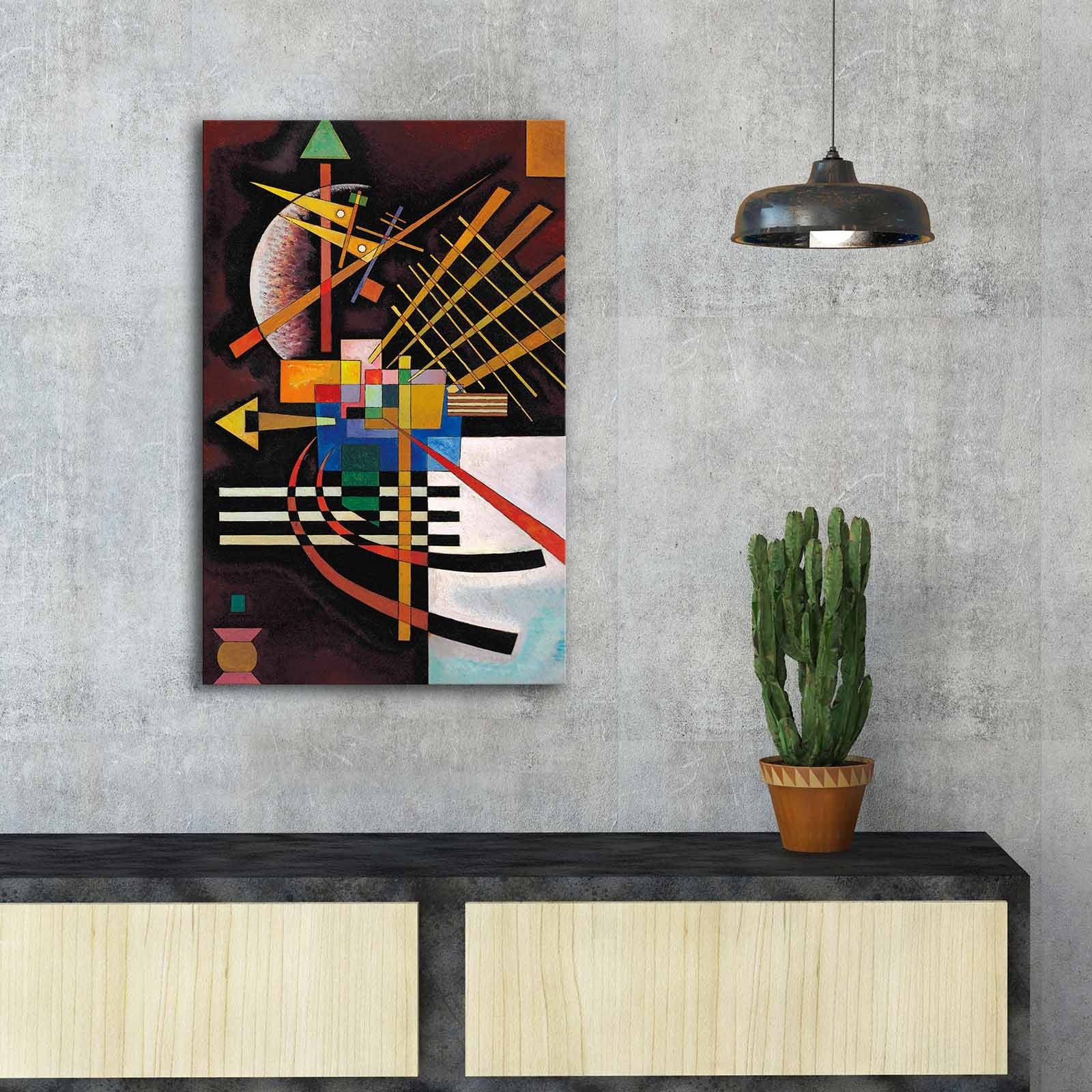 Pintura decorativa em tela de Wassily Kandinsky, 45 x 70 cm, 100% camurça, moldura 100% madeira (3 cm de espessura) | Arte elegante para decoração de casa e escritório