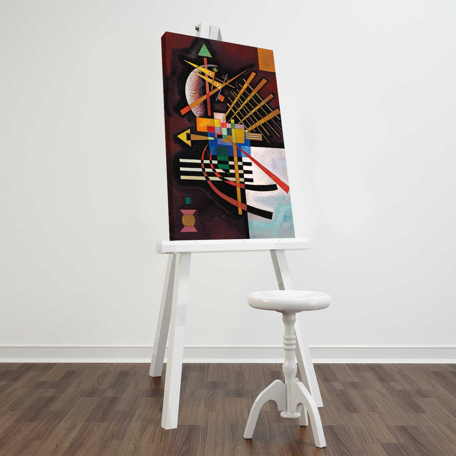 Pintura decorativa em tela de Wassily Kandinsky, 45 x 70 cm, 100% camurça, moldura 100% madeira (3 cm de espessura) | Arte elegante para decoração de casa e escritório