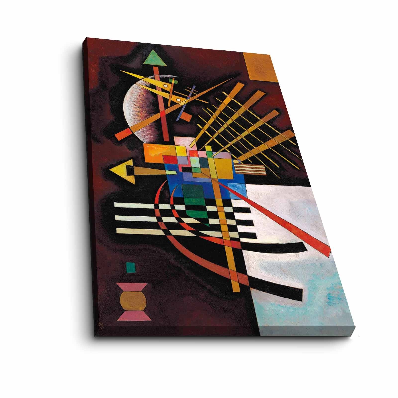 Pintura decorativa em tela de Wassily Kandinsky, 45 x 70 cm, 100% camurça, moldura 100% madeira (3 cm de espessura) | Arte elegante para decoração de casa e escritório