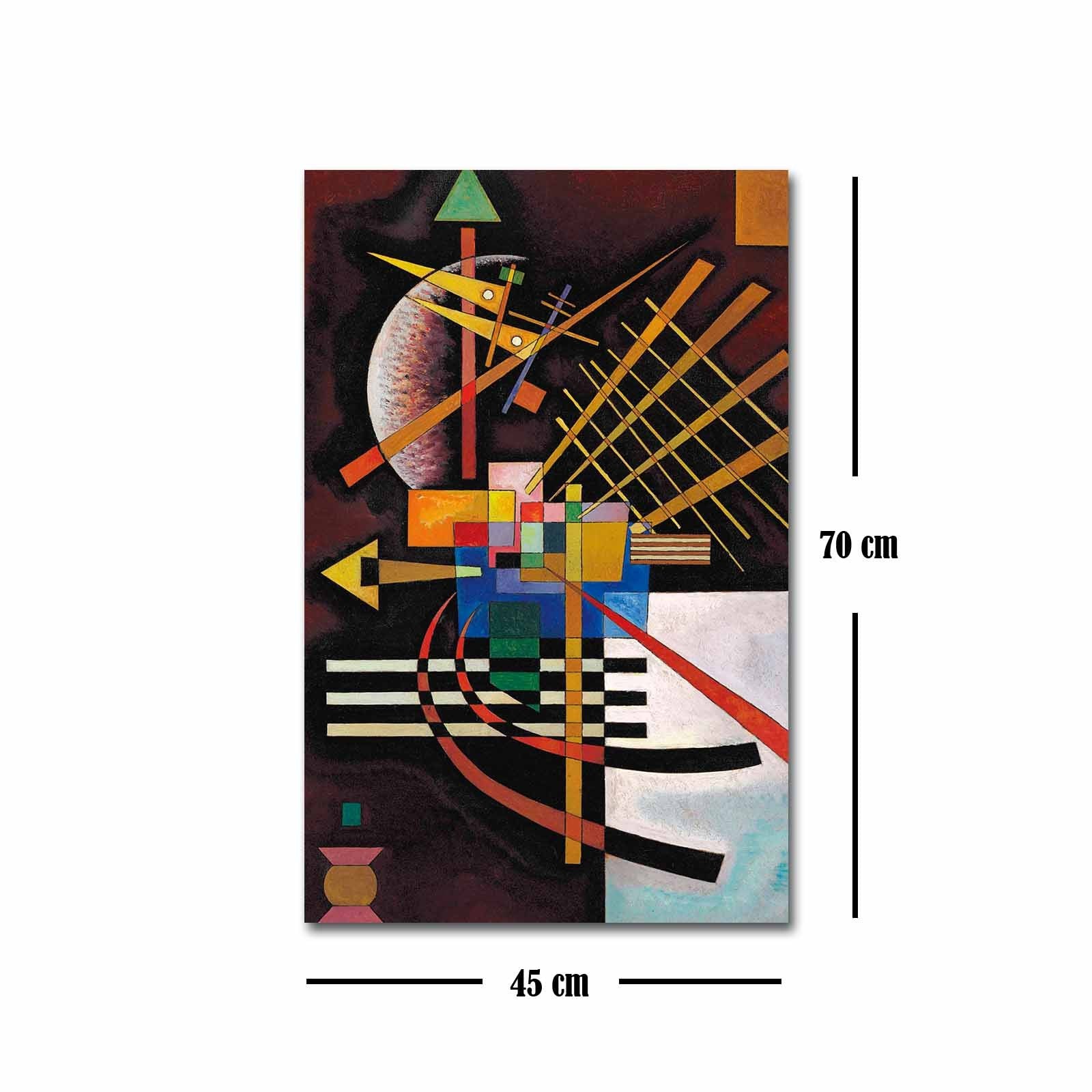 Pintura decorativa em tela de Wassily Kandinsky, 45 x 70 cm, 100% camurça, moldura 100% madeira (3 cm de espessura) | Arte elegante para decoração de casa e escritório