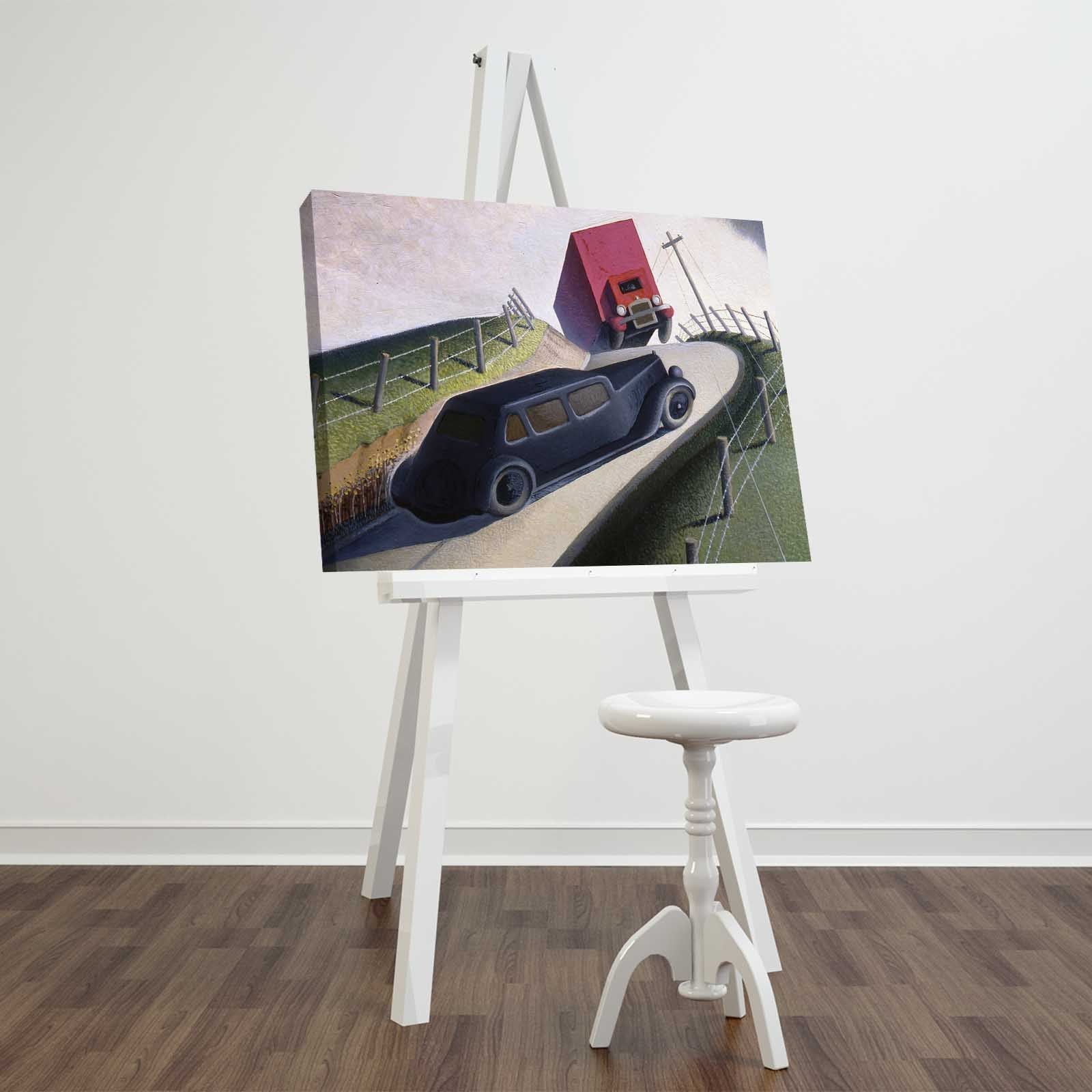 FAMOUSART-037 Quadro Decorativo em Tela Suede 100%, Multicolor, 45 x 70 cm, Moldura de Madeira 100% (3 cm)