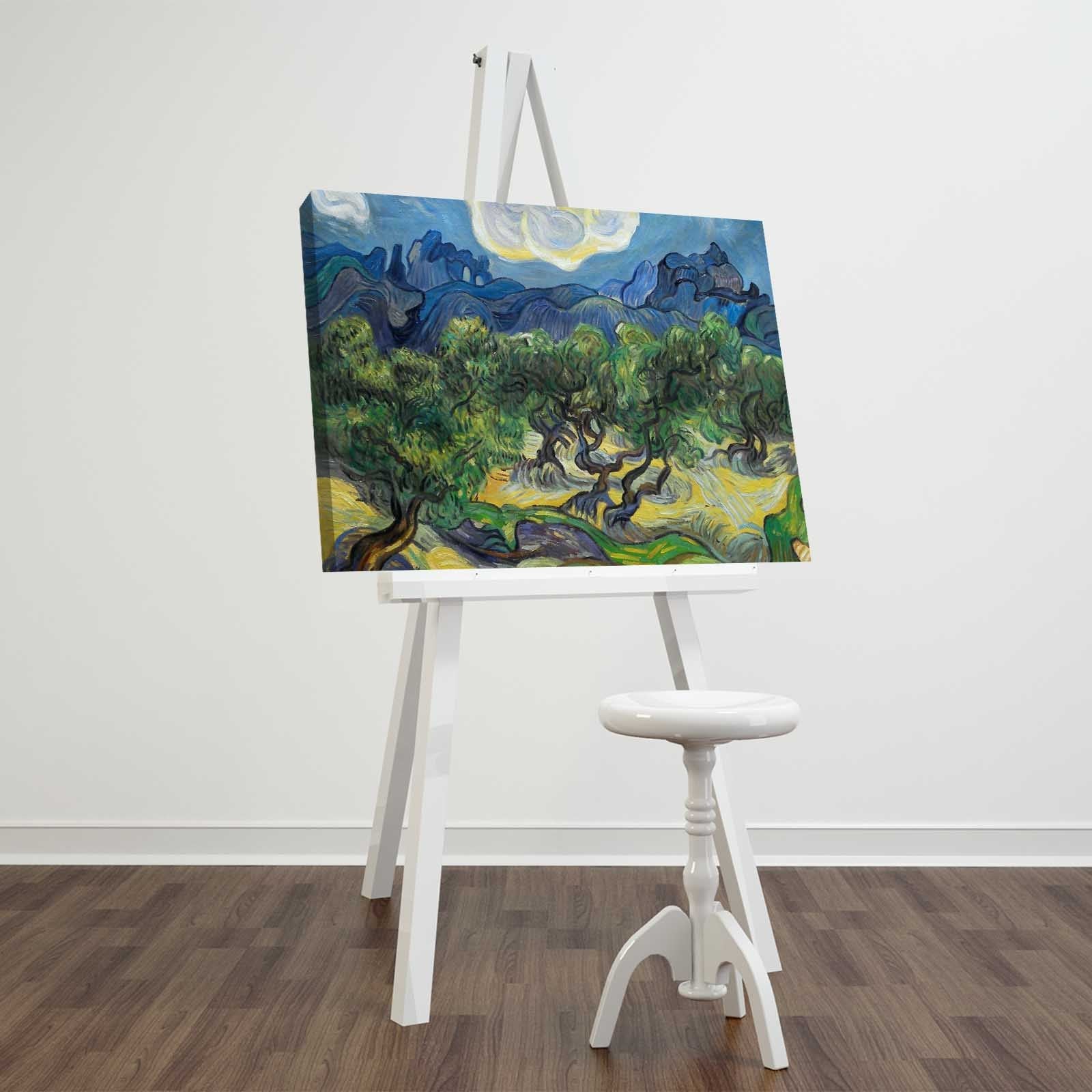 Pintura decorativa em tela de Van Gogh, 45 x 70 cm, 100% camurça, moldura 100% madeira (3 cm de espessura) | Arte elegante para decoração de casa e escritório