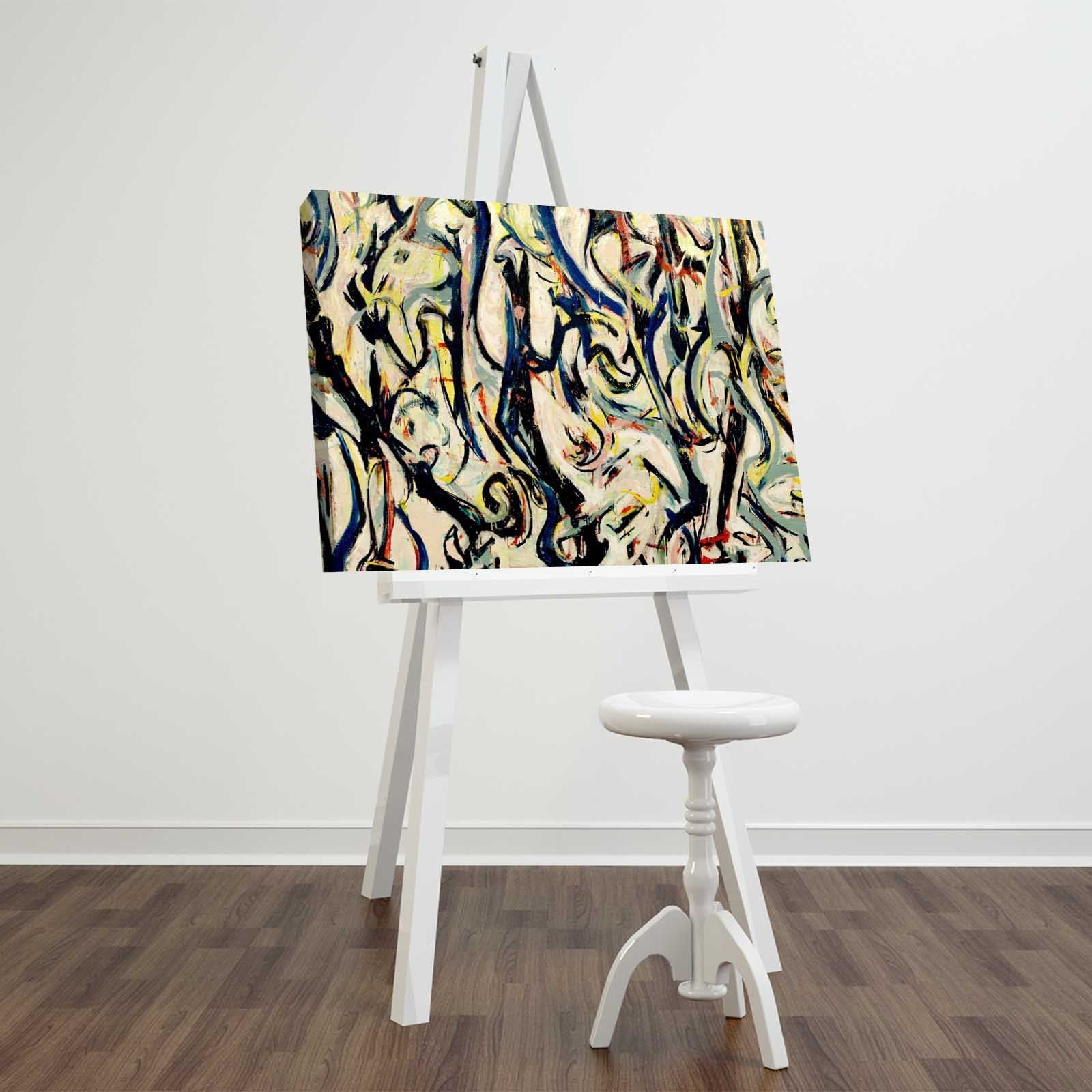 Quadro Decorativo em Tela FAMOUSART-045, Multicolor, 45x70 cm, Tela Camurça 100%, Moldura de Madeira 3 cm