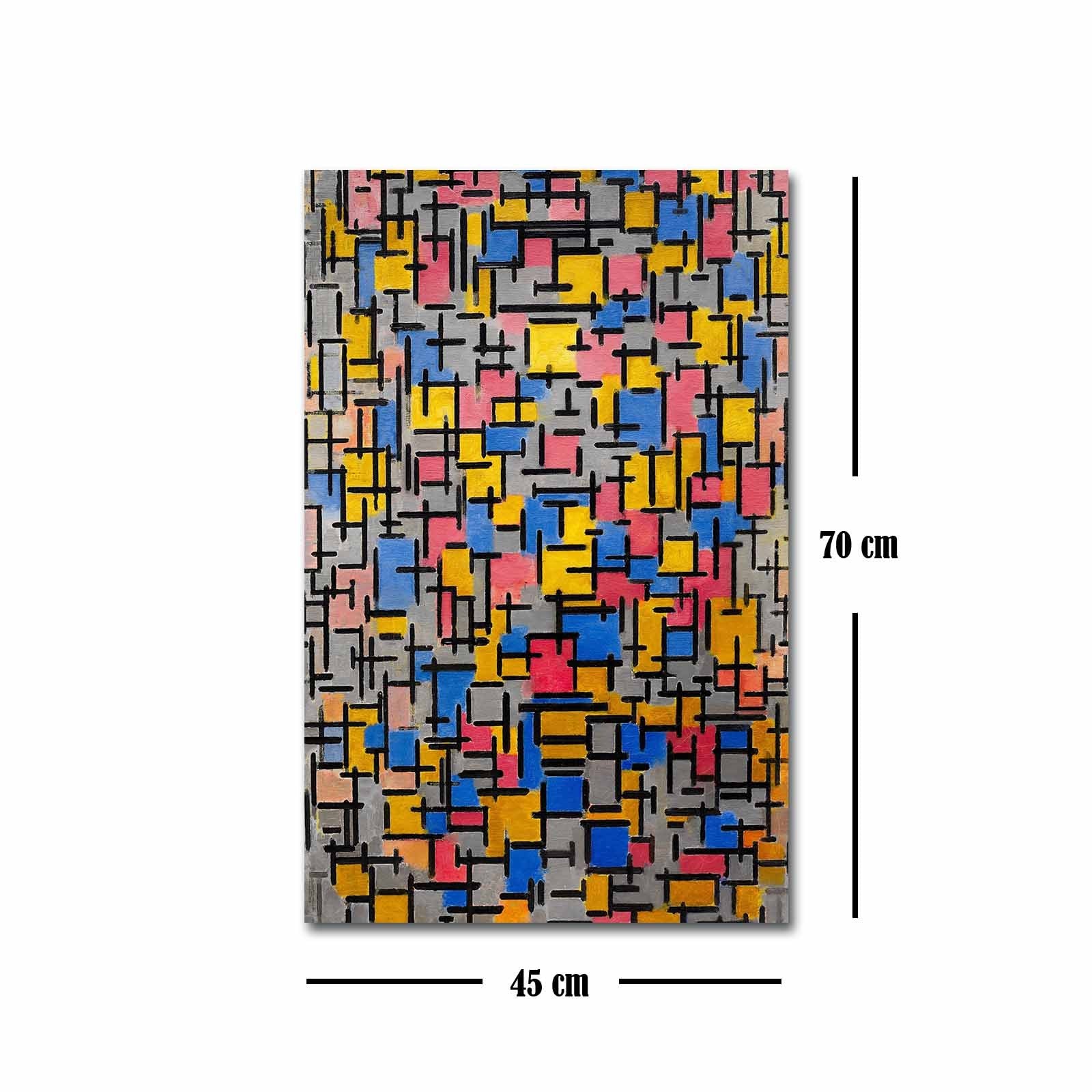 Tela Decorativa Multicolor FAMOUSART-049, Suede 100%, Moldura de Madeira 3 cm, 45 x 70 cm