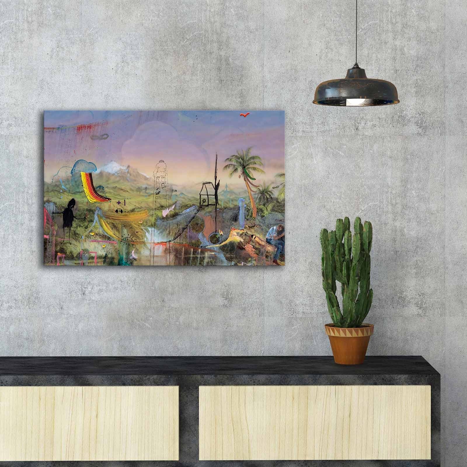 Quadro em Tela Decorativa Multicolor 45x70 cm – Camurça 100% com Moldura de Madeira 3 cm | FAMOUSART-060