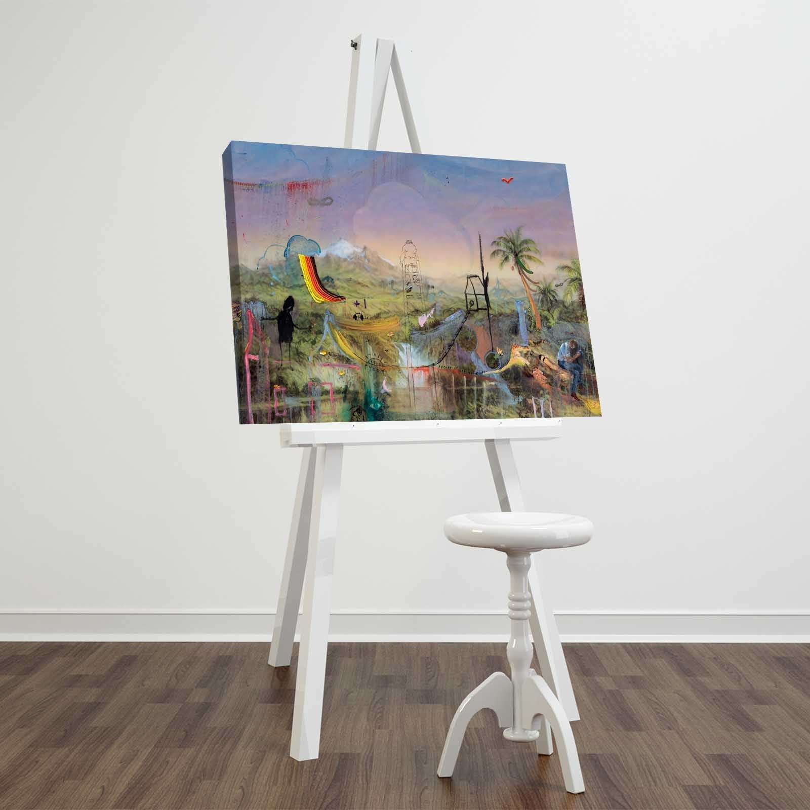 Quadro em Tela Decorativa Multicolor 45x70 cm – Camurça 100% com Moldura de Madeira 3 cm | FAMOUSART-060