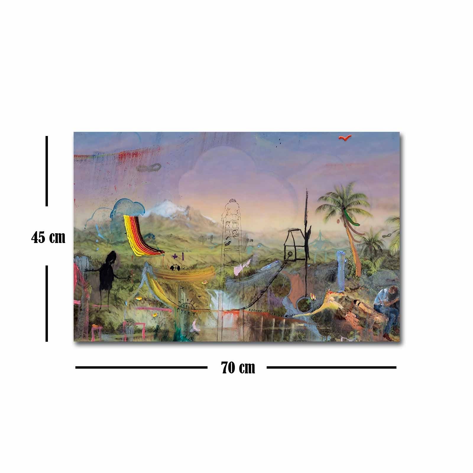 Quadro em Tela Decorativa Multicolor 45x70 cm – Camurça 100% com Moldura de Madeira 3 cm | FAMOUSART-060